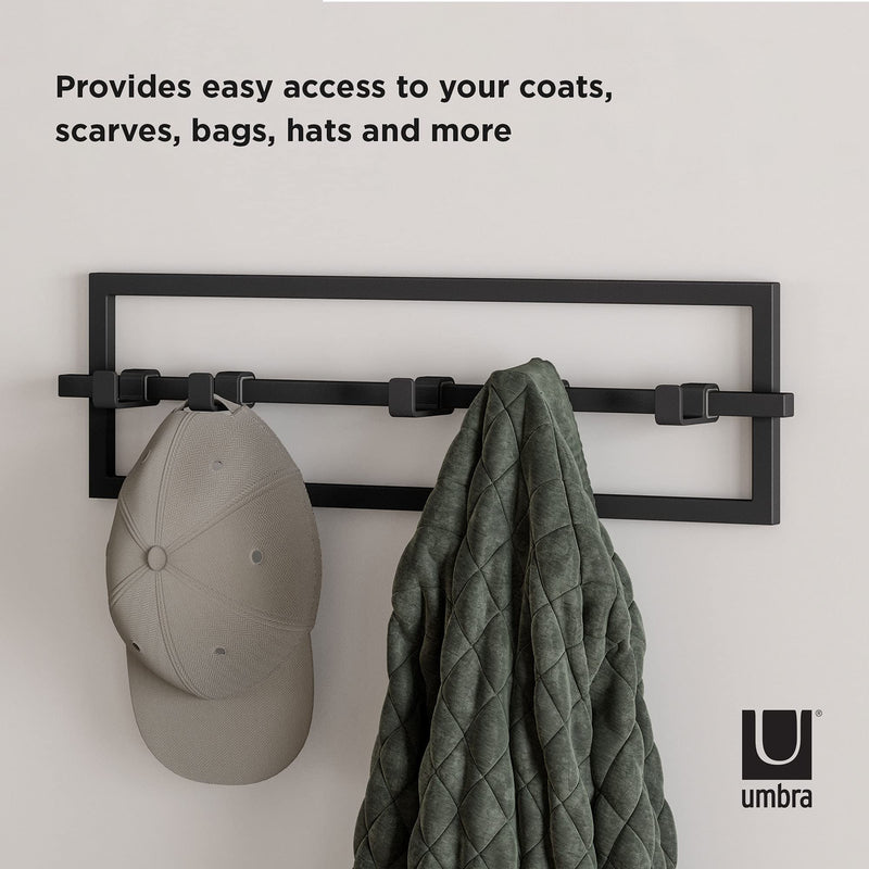 UMBRA - Cubiko 5 Wall Hook | Modern Space - Saving Wall - Mounted Coat & Towel Hook Home & Kitchen Black
