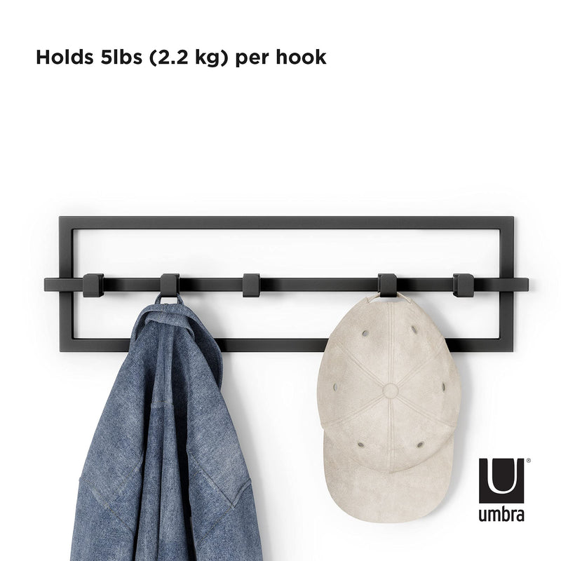 UMBRA - Cubiko 5 Wall Hook | Modern Space - Saving Wall - Mounted Coat & Towel Hook Home & Kitchen Black