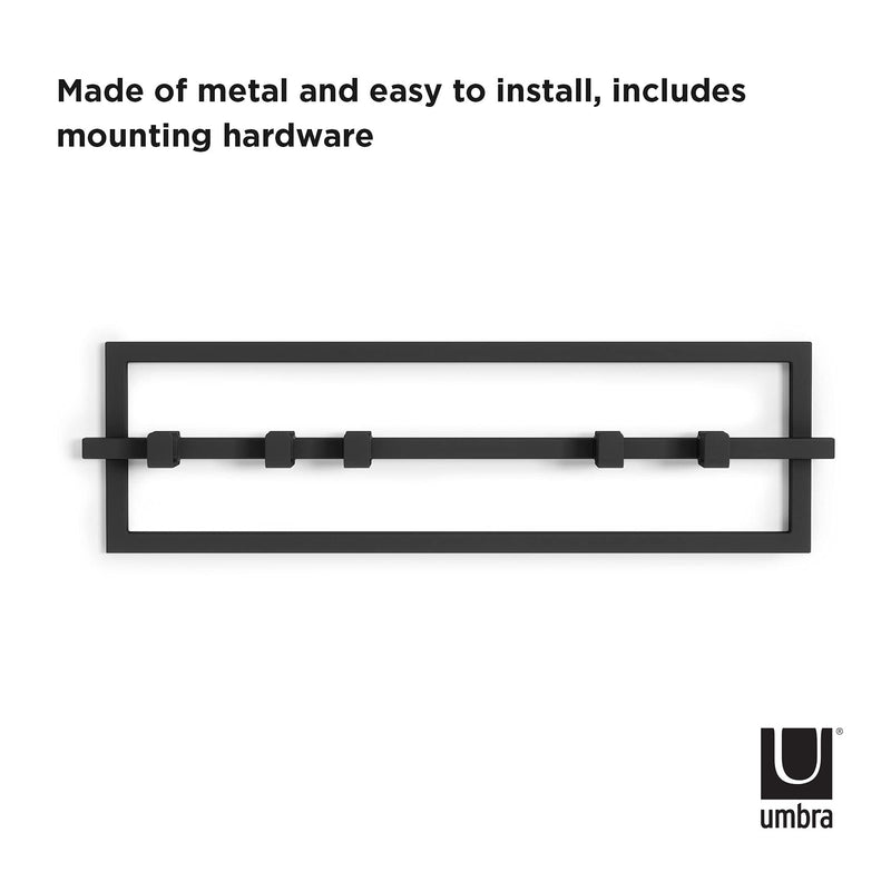 UMBRA - Cubiko 5 Wall Hook | Modern Space - Saving Wall - Mounted Coat & Towel Hook Home & Kitchen Black