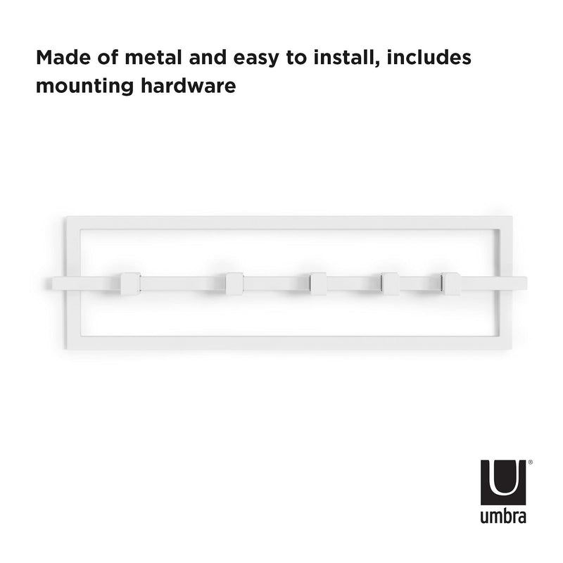 UMBRA - Cubiko 5 Wall Hook | Modern Space - Saving Wall - Mounted Coat & Towel Hook Home & Kitchen White