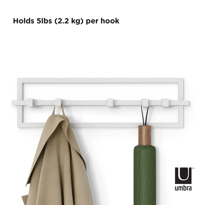 UMBRA - Cubiko 5 Wall Hook | Modern Space - Saving Wall - Mounted Coat & Towel Hook Home & Kitchen White