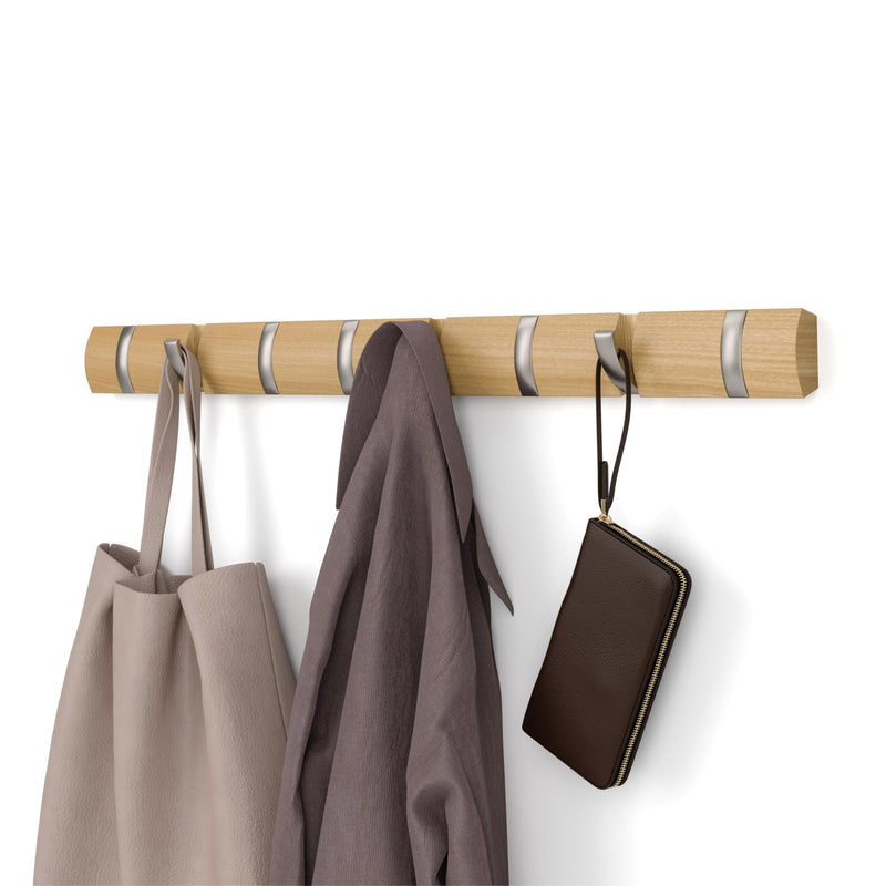 UMBRA - Flip 8 Wall Hook | Wall - Mounted Multi - Purpose Hook Rack for Home Use Home & Kitchen Natural - Nickel