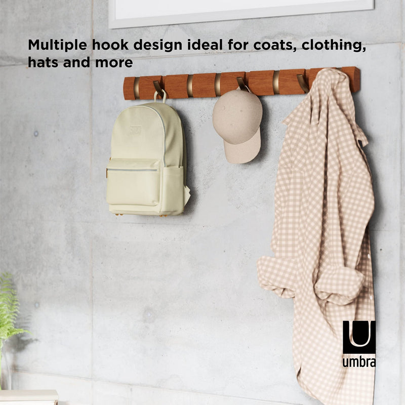 UMBRA - Flip 8 Wall Hook | Wall - Mounted Multi - Purpose Hook Rack for Home Use Home & Kitchen Warm - Gold