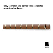 UMBRA - Flip 8 Wall Hook | Wall - Mounted Multi - Purpose Hook Rack for Home Use Home & Kitchen Warm - Gold