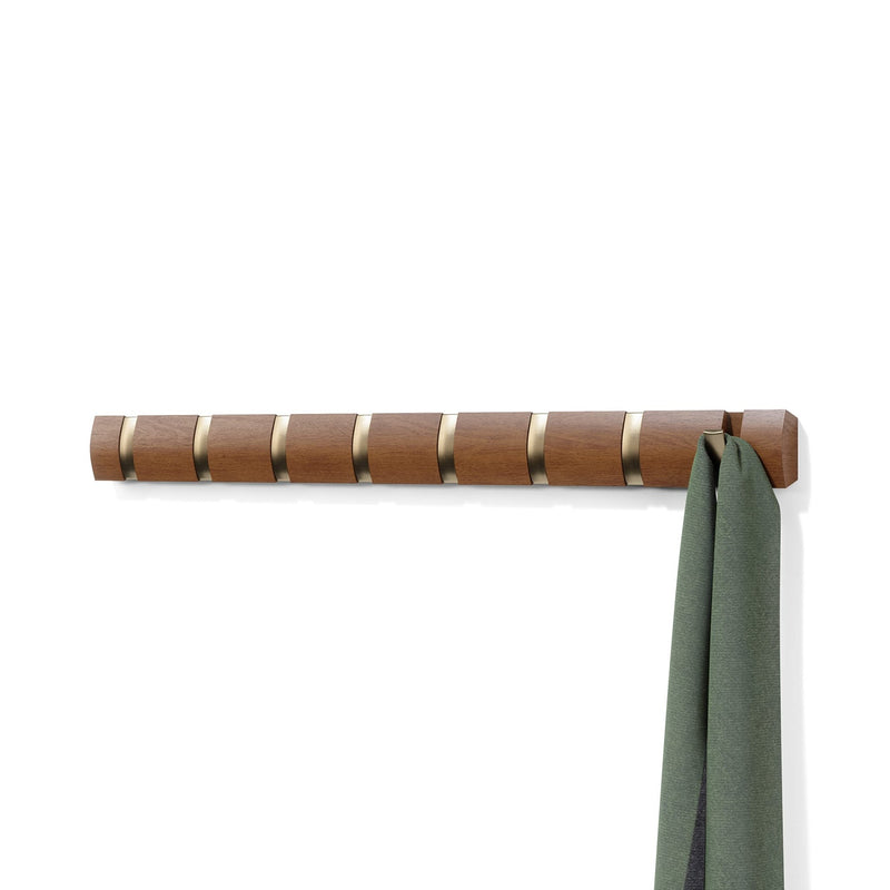 UMBRA - Flip 8 Wall Hook | Wall - Mounted Multi - Purpose Hook Rack for Home Use Home & Kitchen Warm - Gold