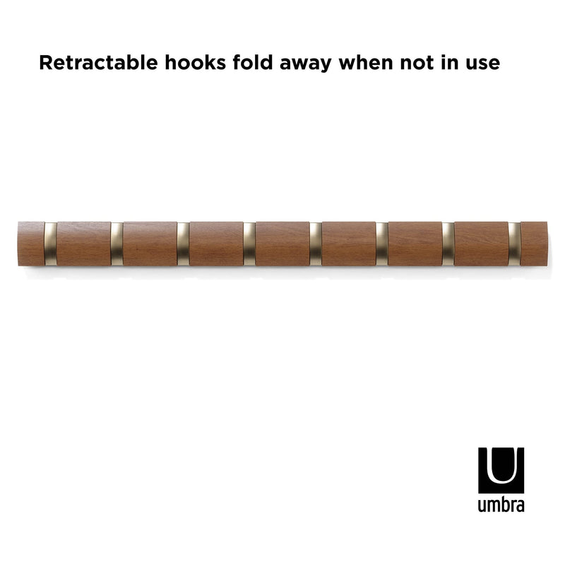 UMBRA - Flip 8 Wall Hook | Wall - Mounted Multi - Purpose Hook Rack for Home Use Home & Kitchen Warm - Gold