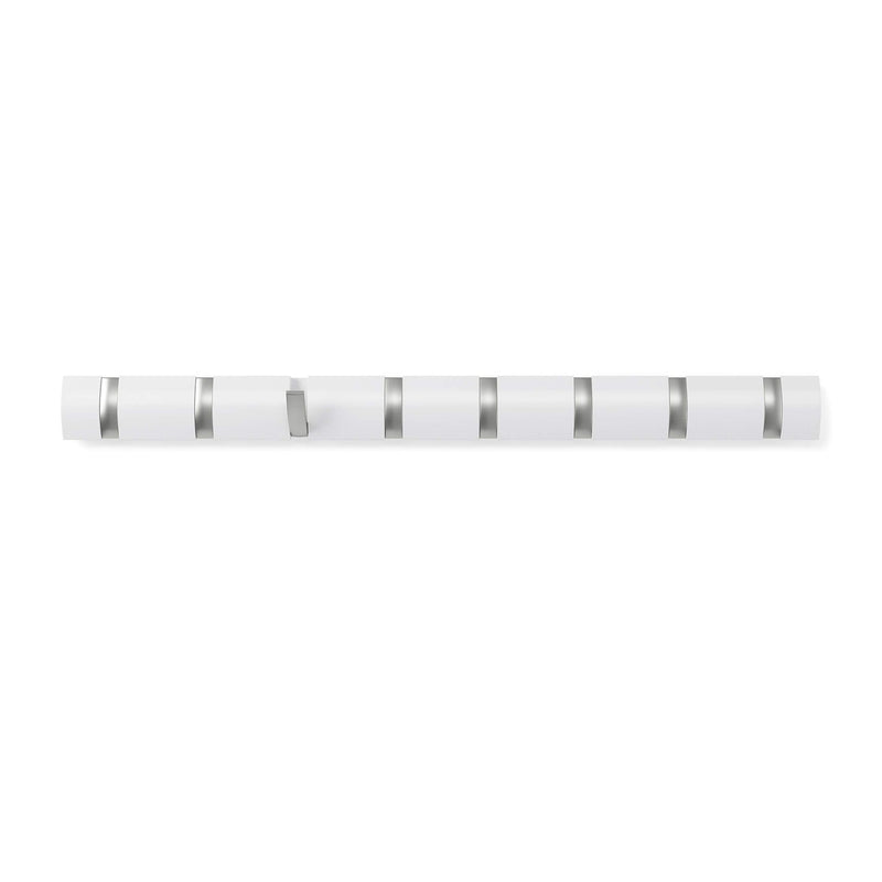 UMBRA - Flip 8 Wall Hook | Wall - Mounted Multi - Purpose Hook Rack for Home Use Home & Kitchen White - Nickel