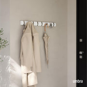 UMBRA - Flip 8 Wall Hook | Wall - Mounted Multi - Purpose Hook Rack for Home Use Home & Kitchen White - Nickel