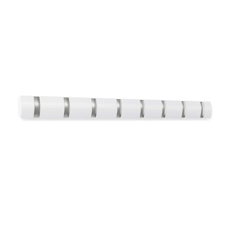 UMBRA - Flip 8 Wall Hook | Wall - Mounted Multi - Purpose Hook Rack for Home Use Home & Kitchen White - Nickel