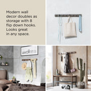 UMBRA - Flip 8 Wall Hook | Wall - Mounted Multi - Purpose Hook Rack for Home Use Home & Kitchen White - Nickel