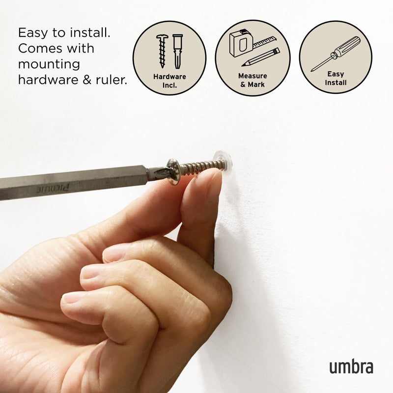 UMBRA - Flip 8 Wall Hook | Wall - Mounted Multi - Purpose Hook Rack for Home Use Home & Kitchen White - Nickel