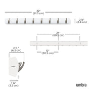 UMBRA - Flip 8 Wall Hook | Wall - Mounted Multi - Purpose Hook Rack for Home Use Home & Kitchen White - Nickel