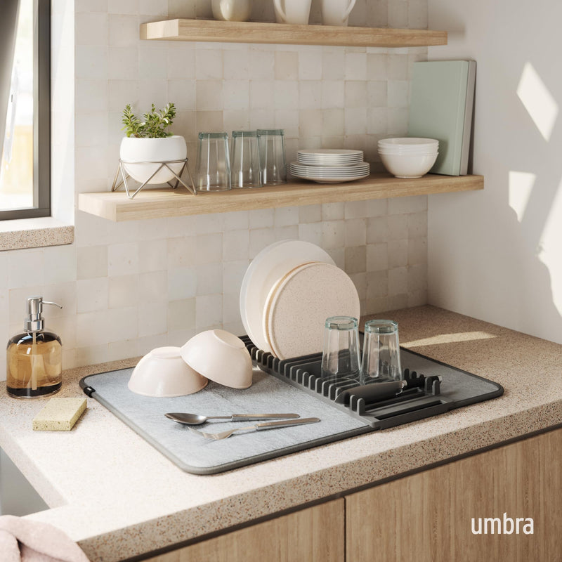 UMBRA - UDry Dish Drying Rack with Mat Home & Kitchen Charcoal