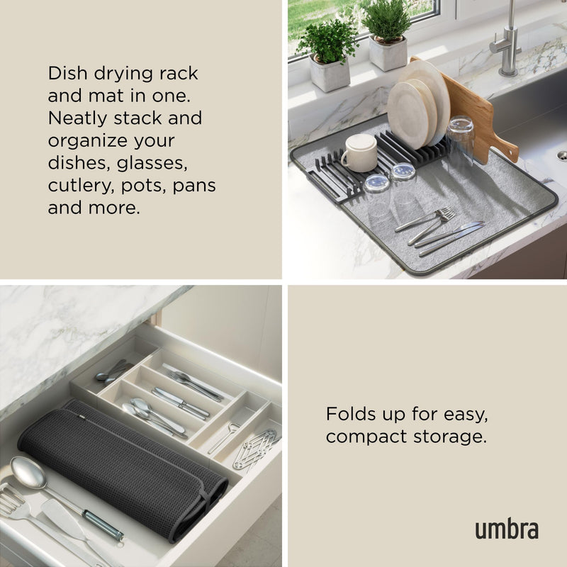 UMBRA - UDry Dish Drying Rack with Mat Home & Kitchen Charcoal