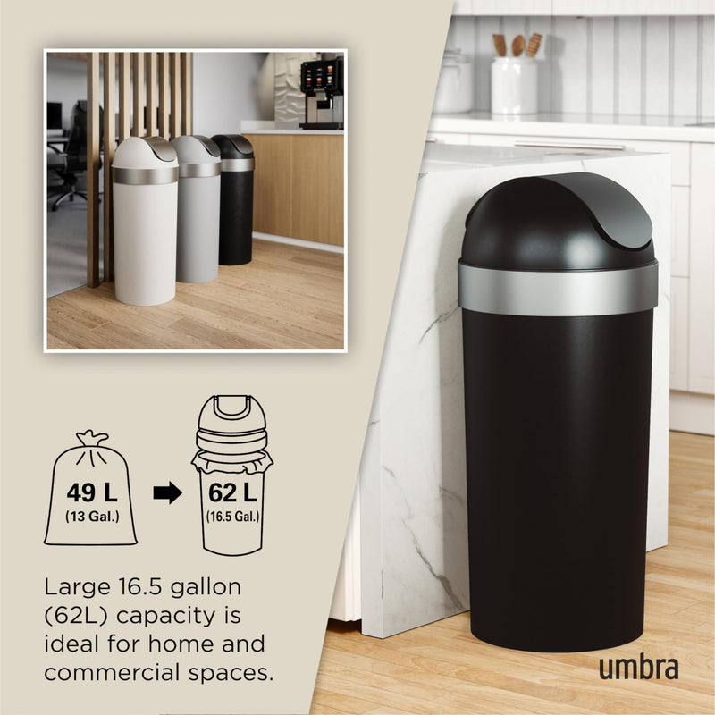 UMBRA - Venti Trash Can | Modern Ventilated Waste Bin Home & Kitchen Black