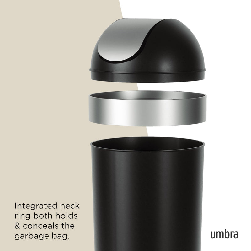 UMBRA - Venti Trash Can | Modern Ventilated Waste Bin Home & Kitchen Black