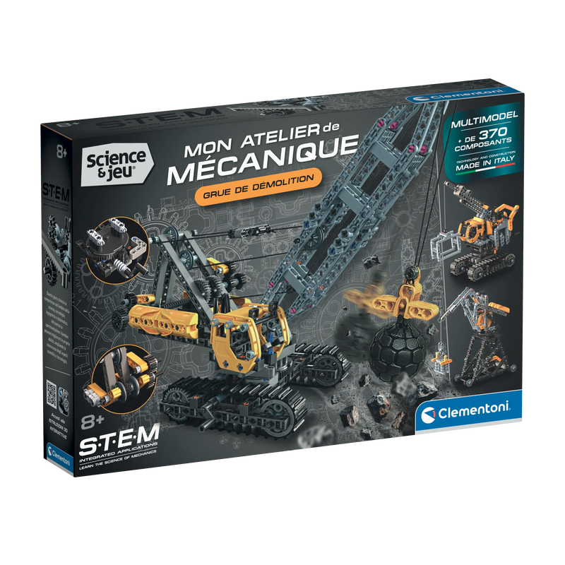 Clementoni - Demolition Crane Mechanics Building Kit | French, Ages 8+